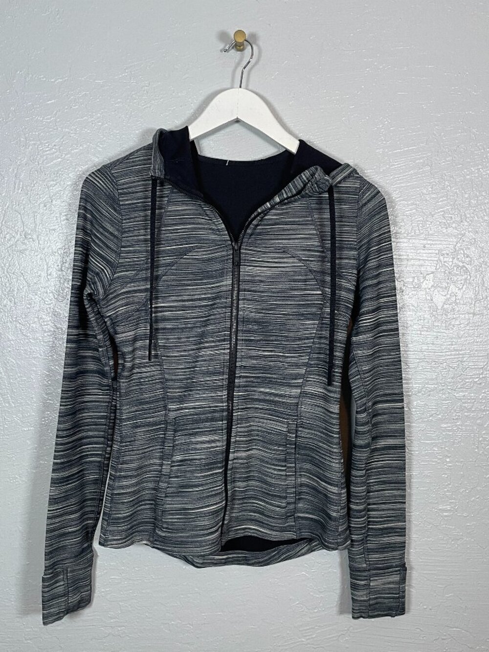 Lululemon Women 8 Heathered Black White Hooded Define Jacket Athleisure